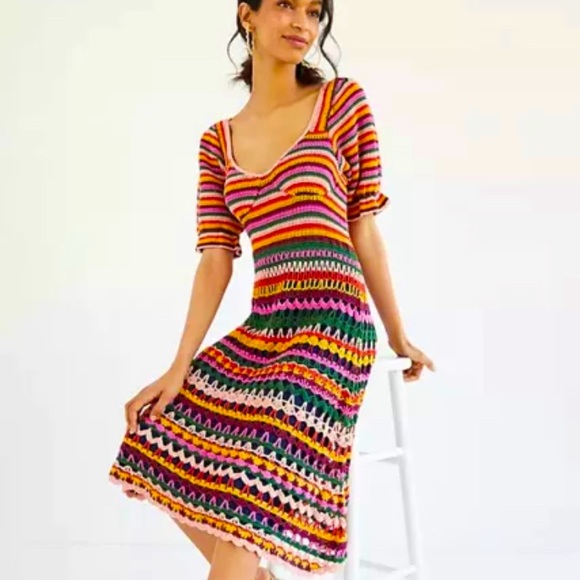 Farm Rio Crochet Mini Dress Size Small - Picture 1 of 2